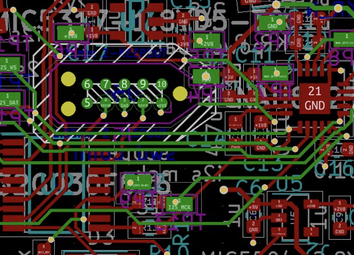 Close-up of a printed circuit board layout